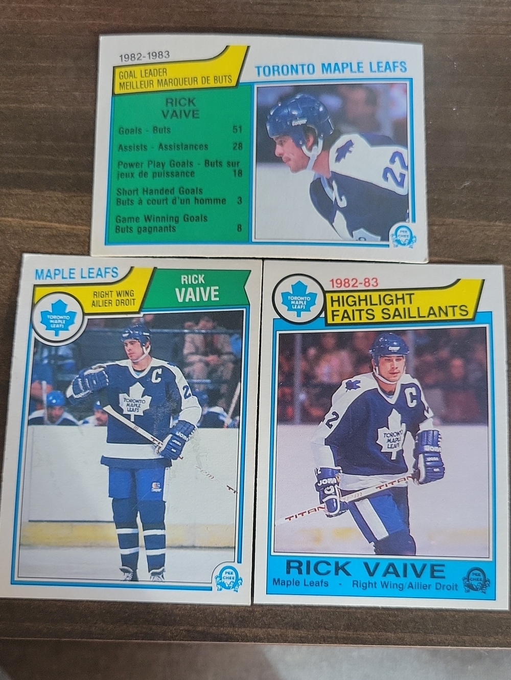 1983/84 OPC Rick Vaive Toronto Maple Leafs Hockey Card Set - Blue/White